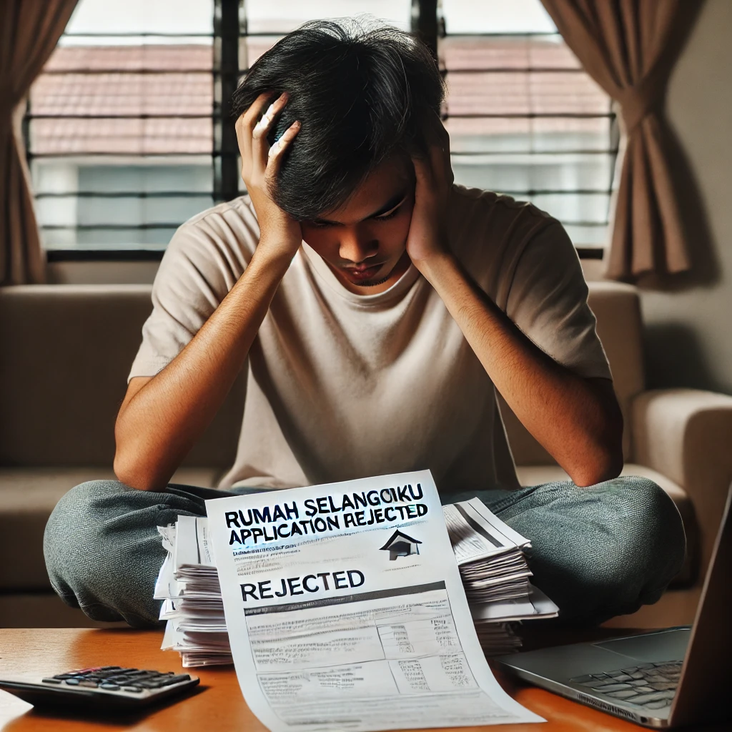 Frustrated young Malay male failing the Kelayakan Rumah Selangorku application