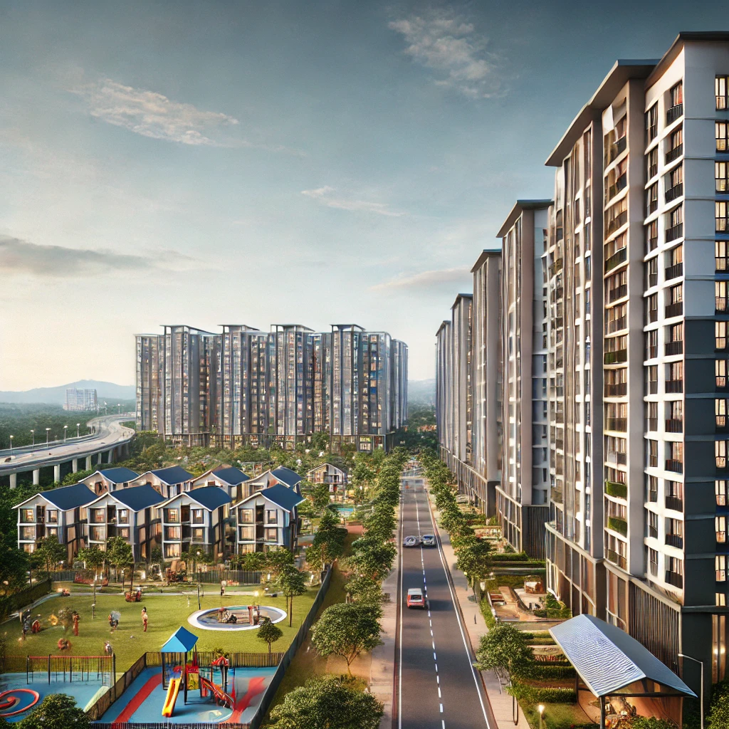 Modern residential complex under the Selangorku Idaman Residensi scheme, featuring affordable homes with green surroundings, clean facilities, and a peaceful atmosphere