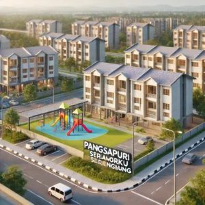 Pangsapuri Selangorku Seri Temenggung affordable apartment complex in a residential area with multi-storey buildings, playground, and parking lot