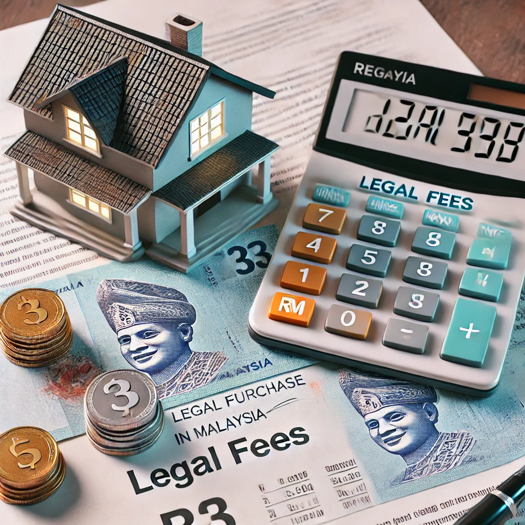 Legal Fees Calculator Malaysia showing house, calculator, and legal documents