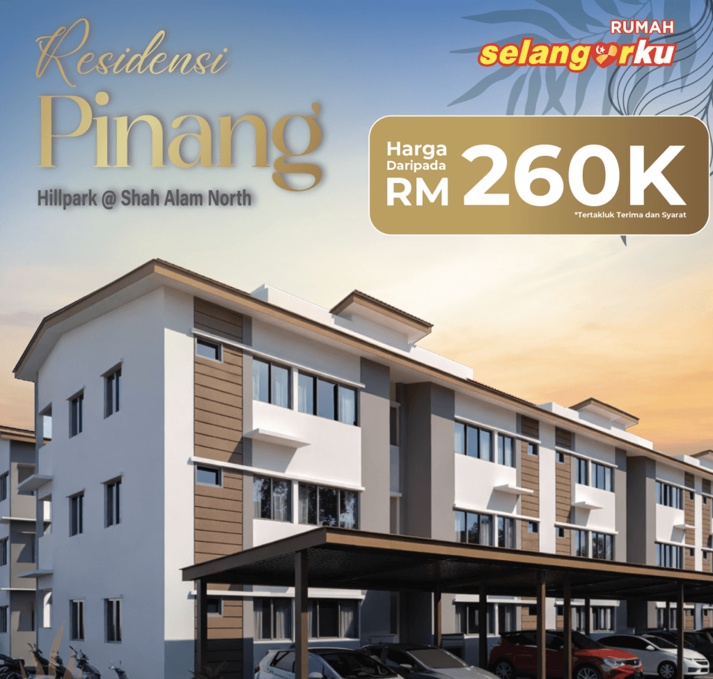 Pandangan hadapan pangsapuri 3 tingkat Residensi Pinang Bandar Hillpark Shah Alam